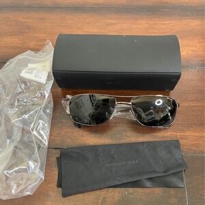 New Banana Republic Benisio Sunglasses Men 60mm Black Polarized Metal Aviator